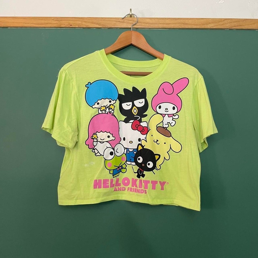 Hello Kitty and Friends Green Cropped Graphic T-Shirt Sanrio Kawaii Large